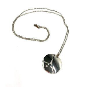 White Gold Plated Zodiac Cancer Pendant Necklace June 22-July 22 15" Drop